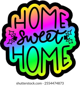 home sweet home merry christmas colorful bright rainbow graphic design