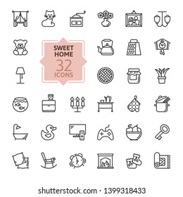 Home, Sweet Home - Minimal Thin Line Web Icon Set. Outline Icons Collection. Simple Vector Illustration.