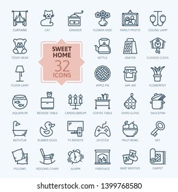Home, sweet home - minimal thin line web icon set. Outline icons collection.
Simple vector illustration.