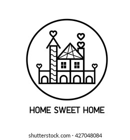 Home sweet home. outline of home, vector illustration