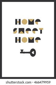 Home sweet home poster. Vector illustration.