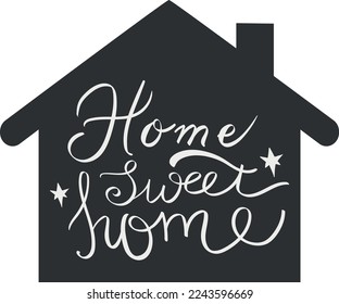 Home sweet home quote lettering. Handwriting. Calligraphy inspired. Simple lettering for print, planner, journal. Vector art