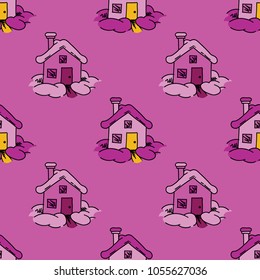 Home sweet home seamless pattern. Original design for print or digital media.