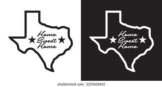 Home sweet home with state of texas map mono tone star hometown theme background for advertisement banner,brochure,website landingpage, notebook cover vector eps.