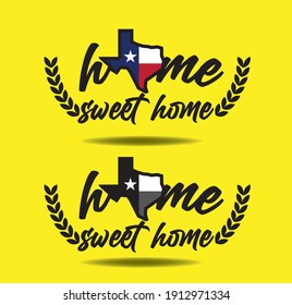 Home Sweet Home Texas Logo Design Concept. Vector Eps