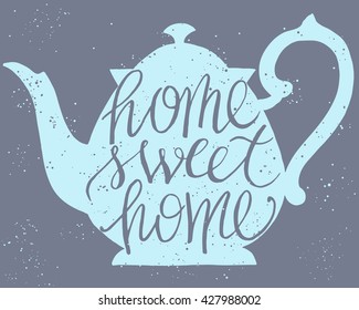 Home sweet home typographic poster, vector illustration 