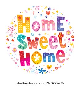 home sweet home typography lettering decorative text