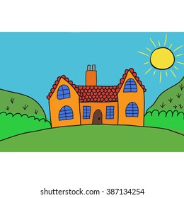 home sweet home vector card children's illustration