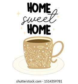 Home Sweet home vector cozy quote classic welcome house decor 