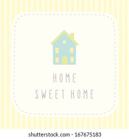 Home sweet home vector cute greeting card
