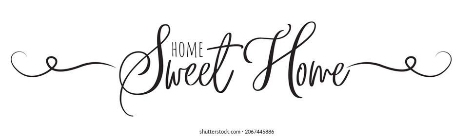 Home sweet home, vector. inspirational life quotes. Wall art design. Wall decals isolated on white background. Cute poster design, Wording design, lettering