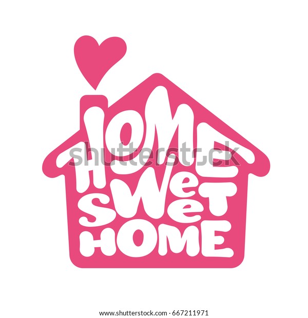 家甜蜜的家 矢量刻字与房子形状 Eps8 Rgb 全局颜色库存矢量图 免版税