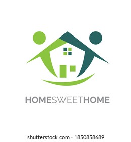 Home Sweet Home vector symbol picturing family in simple visual.