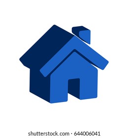 Home symbol. Flat Isometric Icon or Logo. 3D Style Pictogram for Web Design, UI, Mobile App, Infographic. Vector Illustration on white background.