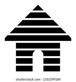 Home symbol icon - black striped, isolated - vector illustration