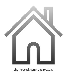 Home symbol icon - gray gradient outline, isolated - vector illustration