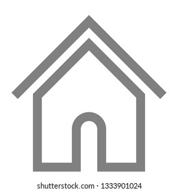 Home symbol icon - gray simple outline, isolated - vector illustration