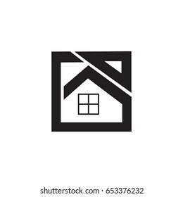 home symbol in square shape design logo