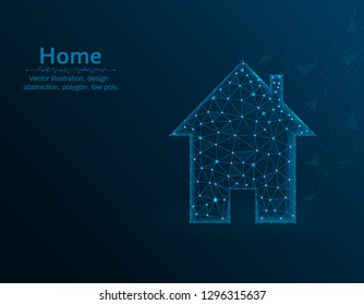 Home symbol vector illustration, real estate polygon icon on blue background, abstract design illustration