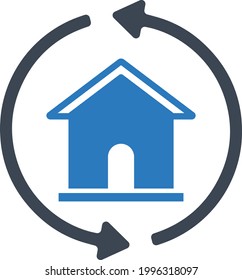 Ilustración vectorial de icono de sincronización en casa 