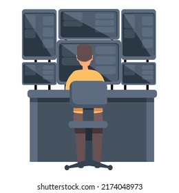 Home System Administrator Icon Cartoon Vector. Computer Server. Engineer Network