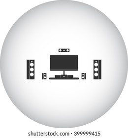 Home system theater simple icon on  background