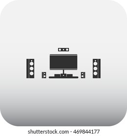 Home system theater simple icon on  background