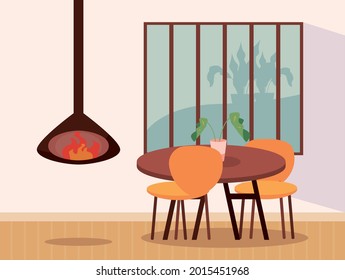home table with chairs in living room