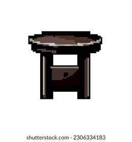vector retro de arte de píxeles de juego de mesa de mesa de casa. mesa baja. ilustración vintage antigua