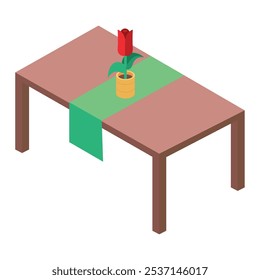 Mesa casera con la flor aislada