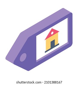 Home tag in isometric style icon 

