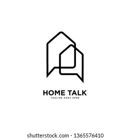 home talk logo simple line logo template vector illustration - Vector