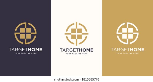 home target Logo designs Template. symbol house combined with target sign.