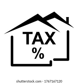 Home tax icon in trendy silhouette style design. Vector illustration isolated on white background.