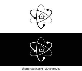 Home Tech With Connection Logo Design Vector Template.	