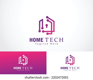 Home Tech Logo Creative Connect Network Design Concept Home Security Tech