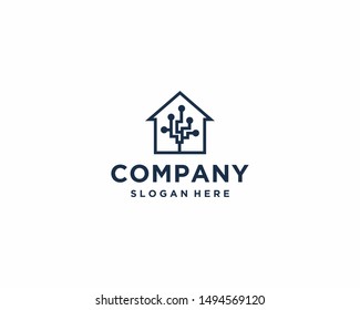 Home tech logo design template