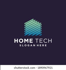 Home tech logo template Premium Vector