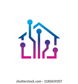 home tech logo vector illustration design template