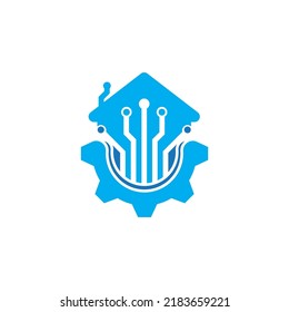 home tech logo vector illustration design template