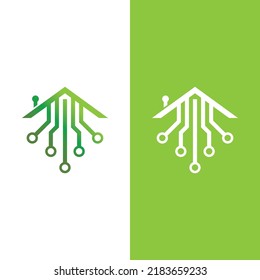 home tech logo vector illustration design template