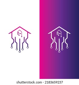 home tech logo vector illustration design template