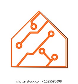 Home Tech orange logo concept simple lineart