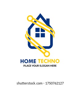 Home techno logo design template illustration