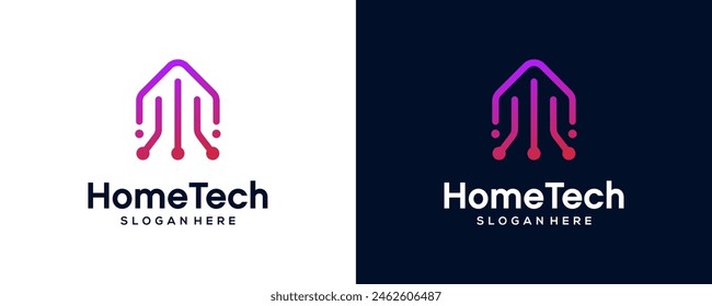 Home Technology Digital Data Smart House Network Logo Design