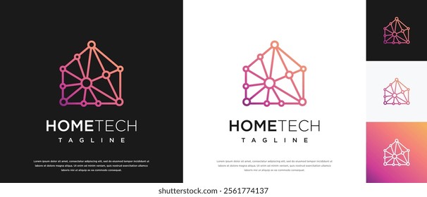 Home technology logo design. Home technology connection logo template. Technology logo symbol icon