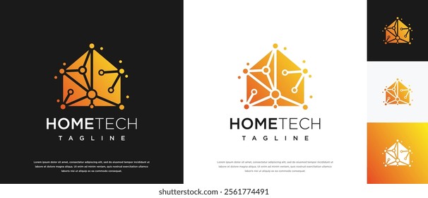Home technology logo design. Home technology connection logo template. Technology logo symbol icon