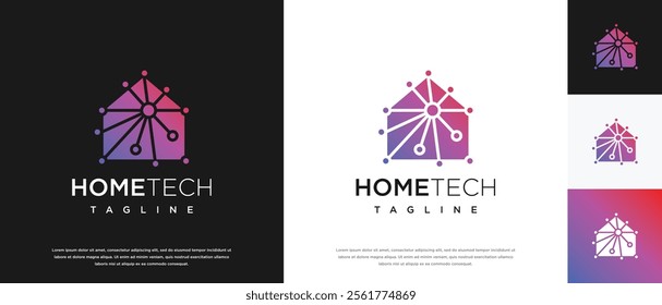 Home technology logo design. Home technology connection logo template. Technology logo symbol icon