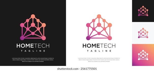 Home technology logo design. Home technology connection logo template. Technology logo symbol icon