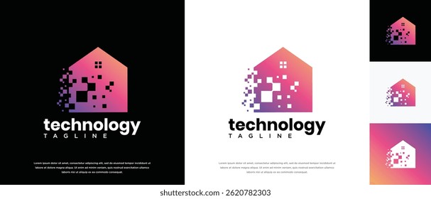 Home technology logo design. Smart home technology logo template. Technology logo symbol icon